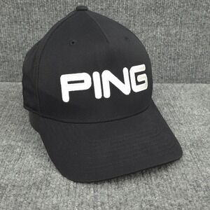 Ping Hat Cap Mens Black White Fitted Small Medium Golf Golfer Golfing Outdoors